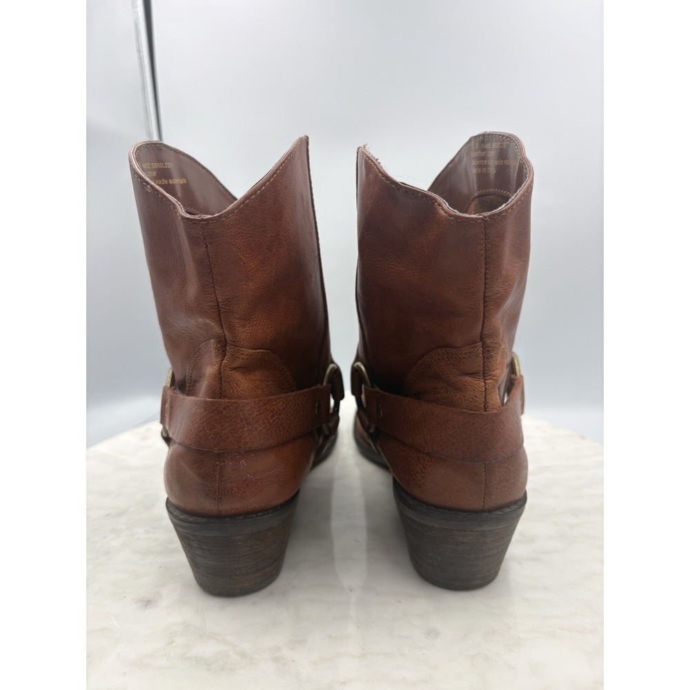 Franco Sarto Leather Boots Wade Brown Harness Western Mid Calf Womens 8 Boho EUC - Picture 4 of 12